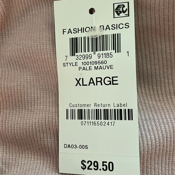 NWT INC Ribbed Short Sleeve Tee in XL Light Pink - Picture 5 of 5